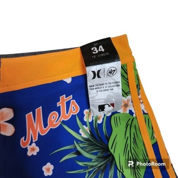 Men's New York Mets Summer Hurley x '47 Royal Phantom Tailgate Swim Shorts - Picture 9 of 10